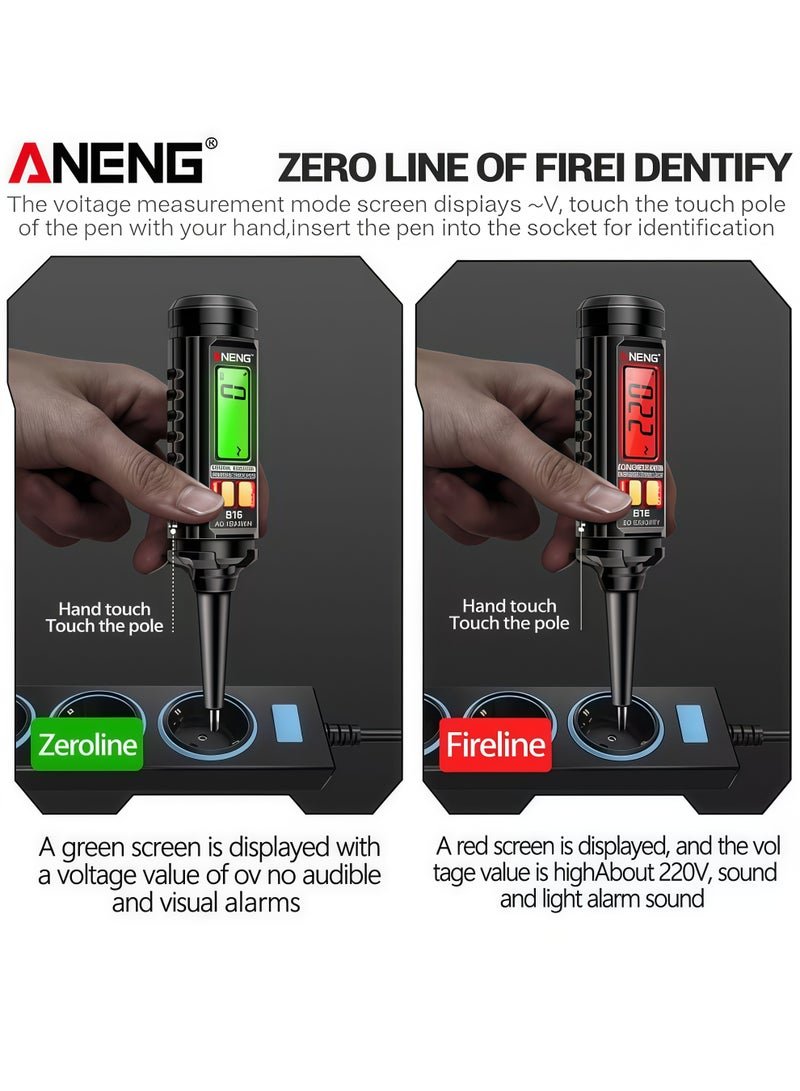 ANENG 12V-300V AC Voltage Tester, Non-Contact Voltage Pen Tester, Breakpoint Finder with LCD Display and LED Flashlight, Voltage Detector - Image 2