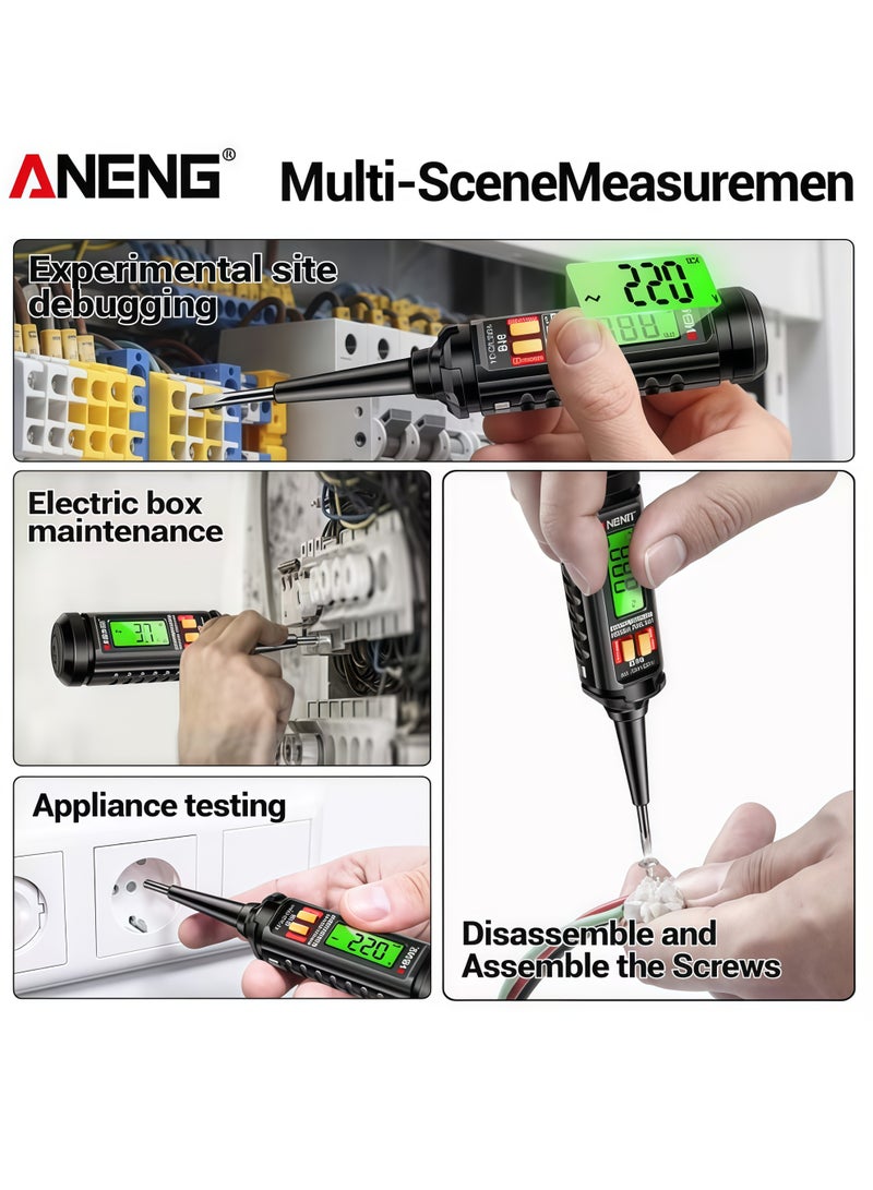 ANENG 12V-300V AC Voltage Tester, Non-Contact Voltage Pen Tester, Breakpoint Finder with LCD Display and LED Flashlight, Voltage Detector - Image 3