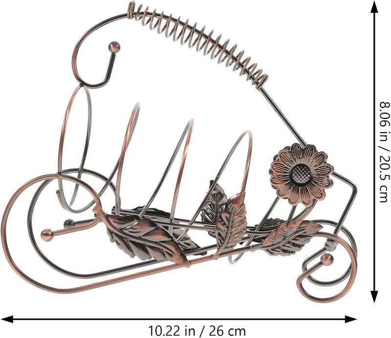 Iron Wine Bottle Rack with Grape Leaf Ornament Creative Bronze Grape Wine Holder for Home Bar Iron Craft for Desk Living Bedroom Storage and Bar Display - Image 2
