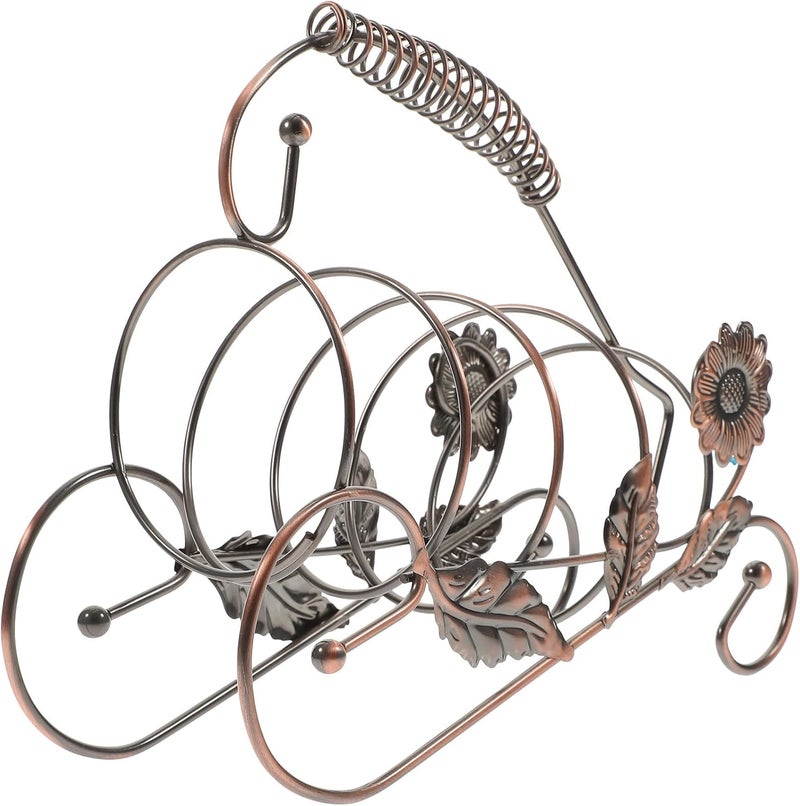 Iron Wine Bottle Rack with Grape Leaf Ornament Creative Bronze Grape Wine Holder for Home Bar Iron Craft for Desk Living Bedroom Storage and Bar Display - Image 1