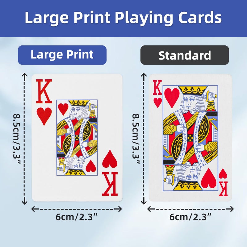 Fanwer Playing Cards Large Print for Adults - 2 Pack, Large Print Playing Cards for Seniors, Vision Impaired, Low Vision Crowd, for Blackjack, Euchre, Canasta Card Game - Image 3