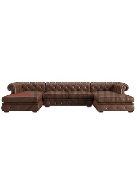 Chesterfield Double Chaise Longue Sectional Sofa - U Shaped