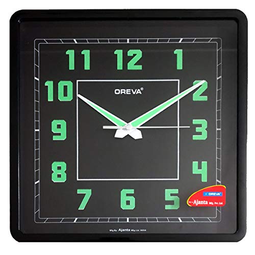 Oreva Night Glow Square Plastic Abstract Analog Wall Clock (30.6 x 4.25 x 30.6 cm, Black, AQ-1847) - Image 1