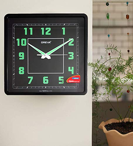 Oreva Night Glow Square Plastic Abstract Analog Wall Clock (30.6 x 4.25 x 30.6 cm, Black, AQ-1847) - Image 2