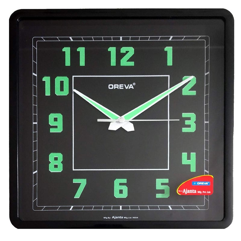 Oreva Night Glow Square Plastic Abstract Analog Wall Clock (30.6 x 4.25 x 30.6 cm, Black, AQ-1847) - Image 5