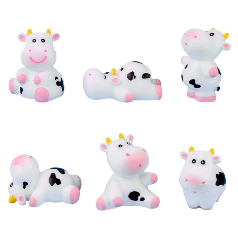 MAOMIA 6 Pcs Cow Figures for Kids Cute Animal Toys Set Cake Toppers Cow Fairy Garden Miniature Figurines Collection Playset Moss Landscape DIY Terrarium Crafts Ornament - Image 3