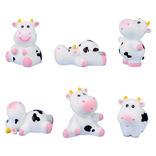 MAOMIA 6 Pcs Cow Figures for Kids Cute Animal Toys Set Cake Toppers Cow Fairy Garden Miniature Figurines Collection Playset Moss Landscape DIY Terrarium Crafts Ornament - Image 1