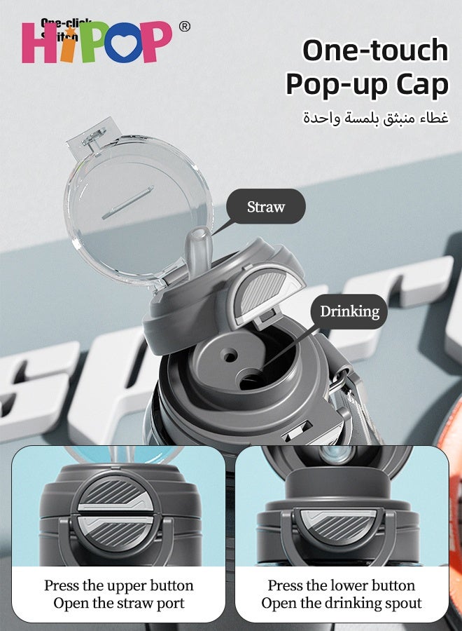HIPOP 800ML Sports Water Bottle, Sports Water Cup with  Two Drinking Spouts for Women and Men, One-Button Lid, BPA-Free, Food-Grade PC, Leak-Proof, Portable Water Bottle with Removable Tea Infuser - Image 2