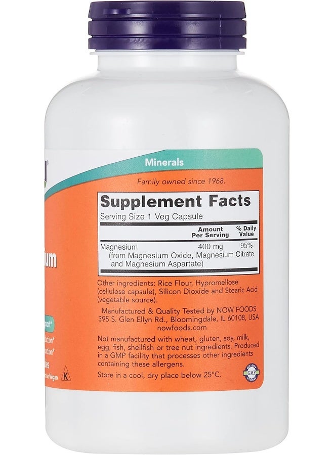 Now Magnesium 400 mg, 180 Veg Capsules - Image 3