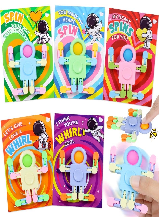 LACCHOUFEE 28PackValentinesDayGiftsforKidsValentinesDayCardswithAstronautShapedFingerSpinnerPOPToysforKids - Image 1