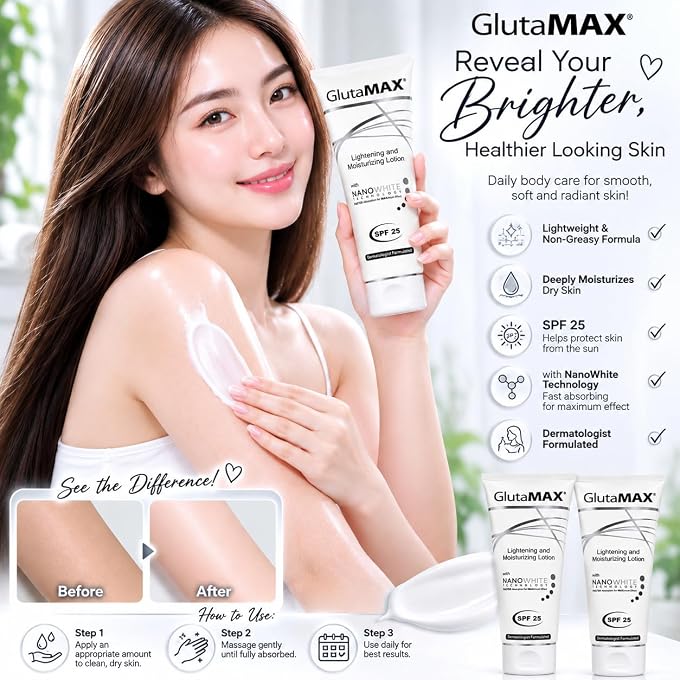 ROSMAR Lotion Glutamax Brightening & Moisturizing Body Lotion with NanoWhite Technology, SPF 25, Fast-Absorbing Daily Body Lotion, Dermatologist Formulated, 2 x 100ml - Image 2