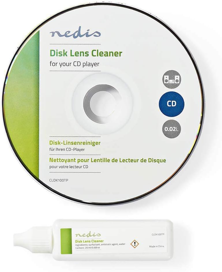 NEDIS Disk Lens Cleaner with Ultra-Thin Brush & 20ml Liquid for CD Players - Image 1