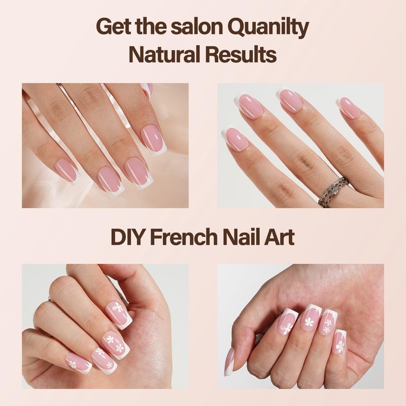 VANSIHO 150Pcs French Gel Nails, Vansiho French Tip Press on Nails Pink, Short Square Soft Gel Nails, Acrylic Fake Nails for Nail Art DIY 15 Sizes - Image 4