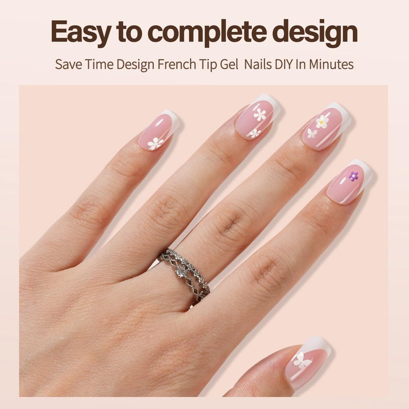 VANSIHO 150Pcs French Gel Nails, Vansiho French Tip Press on Nails Pink, Short Square Soft Gel Nails, Acrylic Fake Nails for Nail Art DIY 15 Sizes - Image 3