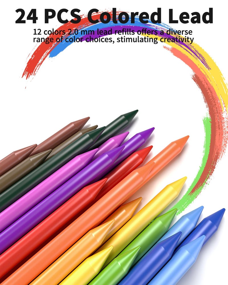 STAGEEK 21PCS Metal Mechanical Pencil Set, Art Lead Pencil 0.3, 0.5, 0.7, 0.9, 2mm Holder(HB 2H 2B 4B Color) with 10 Tubes Graphite Lead Refills Eraser with Case for Drafting Drawing Sketching - Image 4