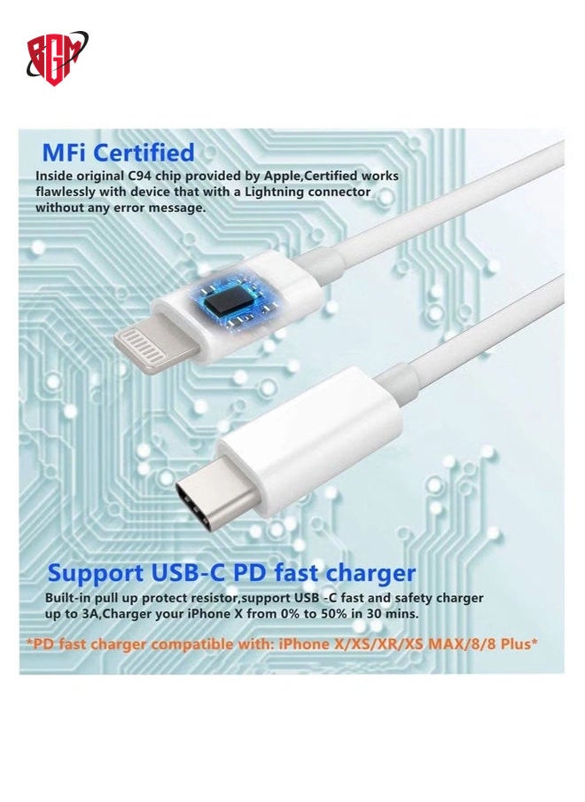 Lightning Cable Fast Charging and Hi-Speed Syncing Cord Compatible with Apple iPhone X/XS/XR/XS MAX/8/8 Plus/iPad