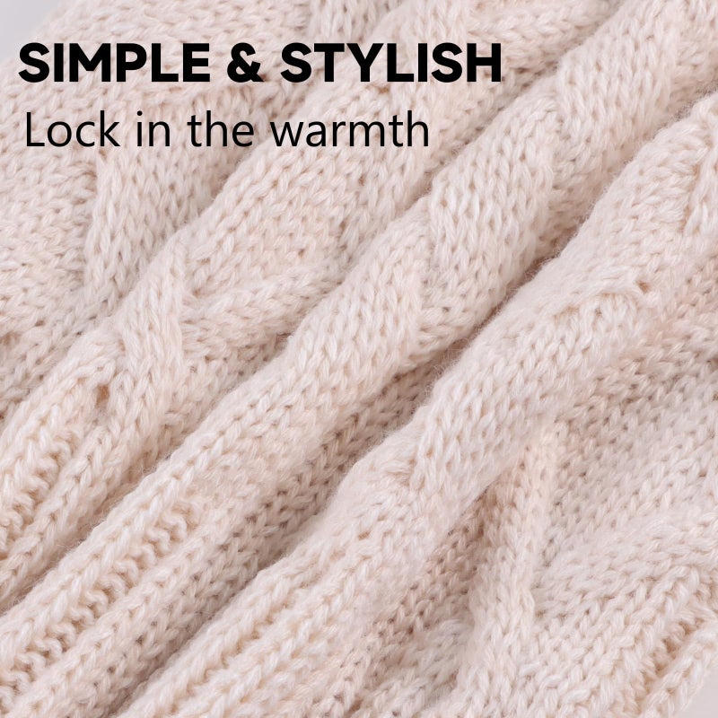 Zsedrut Fall Winter Women Scarves Cable Knitted Scarf For Women Warm Neck Warmer Cold Weather (Beige) - Image 4
