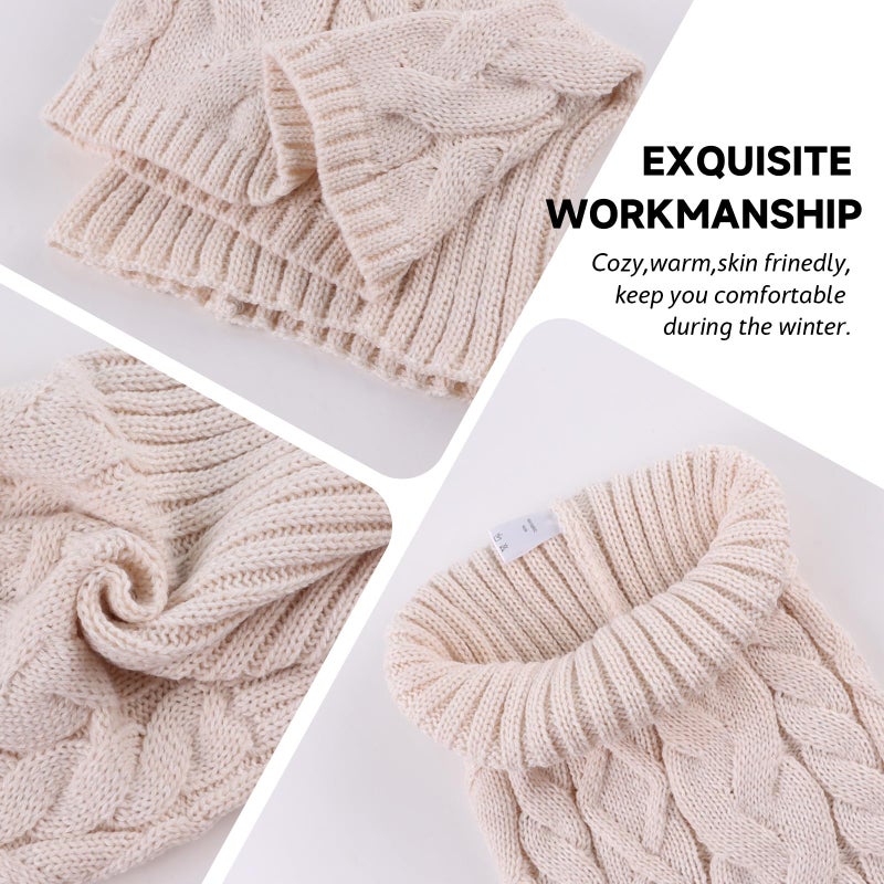 Zsedrut Fall Winter Women Scarves Cable Knitted Scarf For Women Warm Neck Warmer Cold Weather (Beige) - Image 3