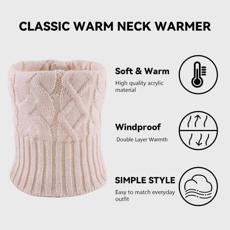 Zsedrut Fall Winter Women Scarves Cable Knitted Scarf For Women Warm Neck Warmer Cold Weather (Beige) - Image 2
