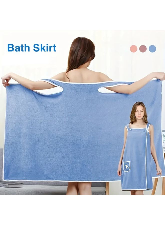 Purple Womens Quick Dry Bath Towel Robe Wrap With Pocket And Bow Size L - Image 2