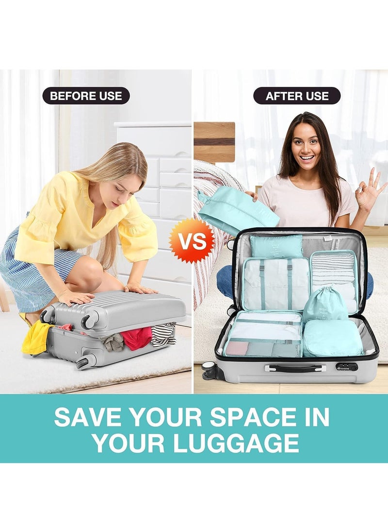 11Pcs Packing Cube set Packing Luggage Organizers for Travel Packing Organizers with Laundry Bag Compression Storage Shoe Bag Makeup Bag Clothing Underwear Bag for Man & Woman (Blue) - Image 2