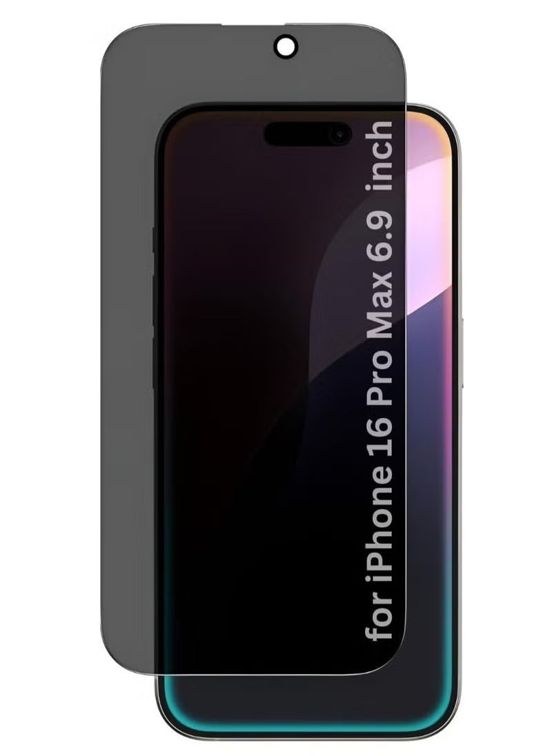 راكسوم واقي شاشة خصوصية لهاتف iPhone 16 Pro Max - طبقة زجاجية مقسّاة مضادة للتجسس بصلابة 9H، مقاومة للخدوش، تركيب بدون فقاعات، تغطية كاملة للحواف، حماية من التجسس على شاشة iPhone 16 Pro Max - Image 1