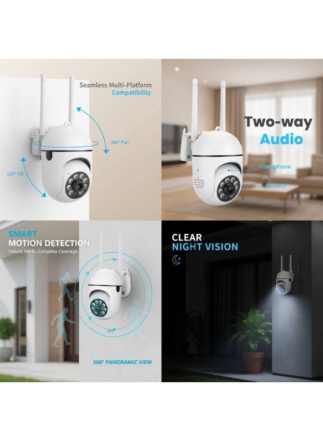 LEXIN Wireless Security Cameras 360° View, 1080P Dome Surveillance Camera, Waterproof Outdoor WiFi Camera with Motion Detection & 2-Way Audio, 2.4GHz & 5G Compatible - Image 3