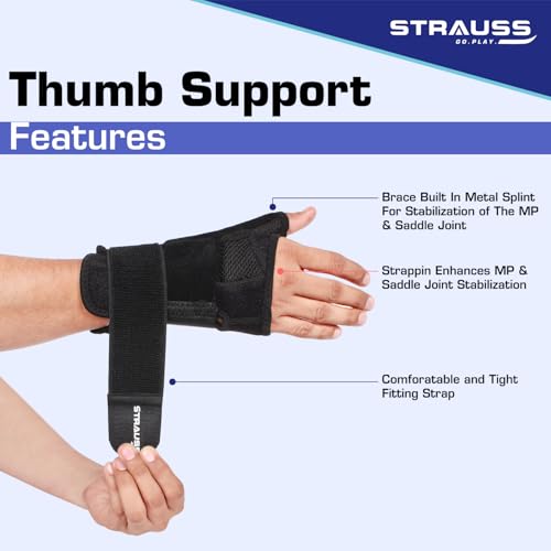 STRAUSS - ST-1509 Thumb Support with Wrist Wrap, Free Size, (Black) - Image 4