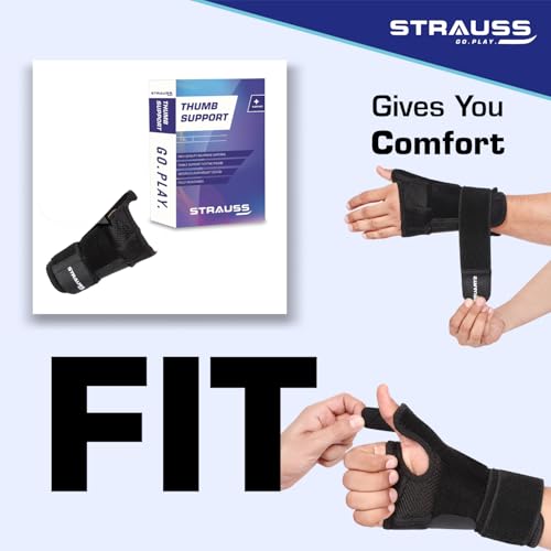 STRAUSS - ST-1509 Thumb Support with Wrist Wrap, Free Size, (Black) - Image 3