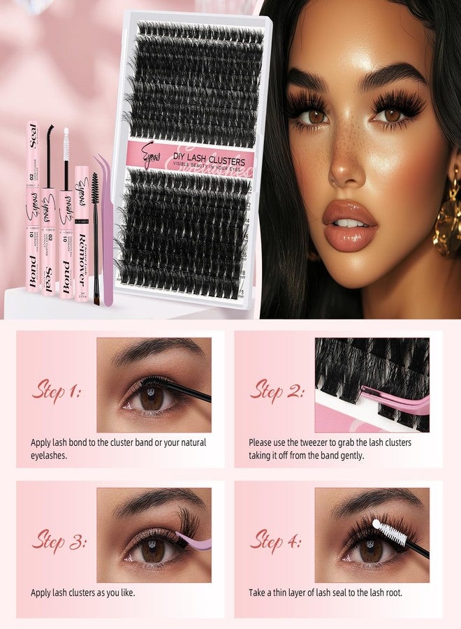 EYEVIS Fluffy Lash Clusters Kit 3D Lash Extension Kit, 280PCS DIY Eyelash Clusters for Beginners, with Eyelash Tools, Voluminous Lash Clusters Wispy, Dramatic Yet Lightweight, (80D+100D 10-18mm) - Image 5