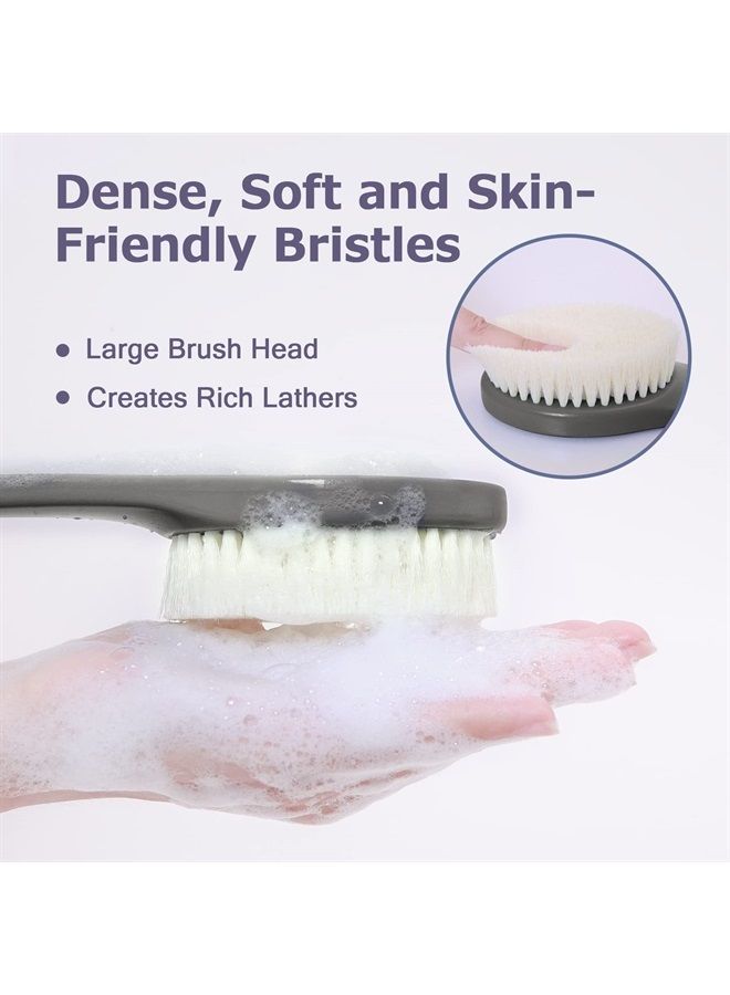 VANZAVANZU Exfoliating Shower Brush, Bath Body Brush, Never Mold Back Brush Long Handle for Shower, 17 Inches Dry Brushing Body Brush or Wet Brush with Moderate Bristles (17 '' Dark Grey) - Image 1