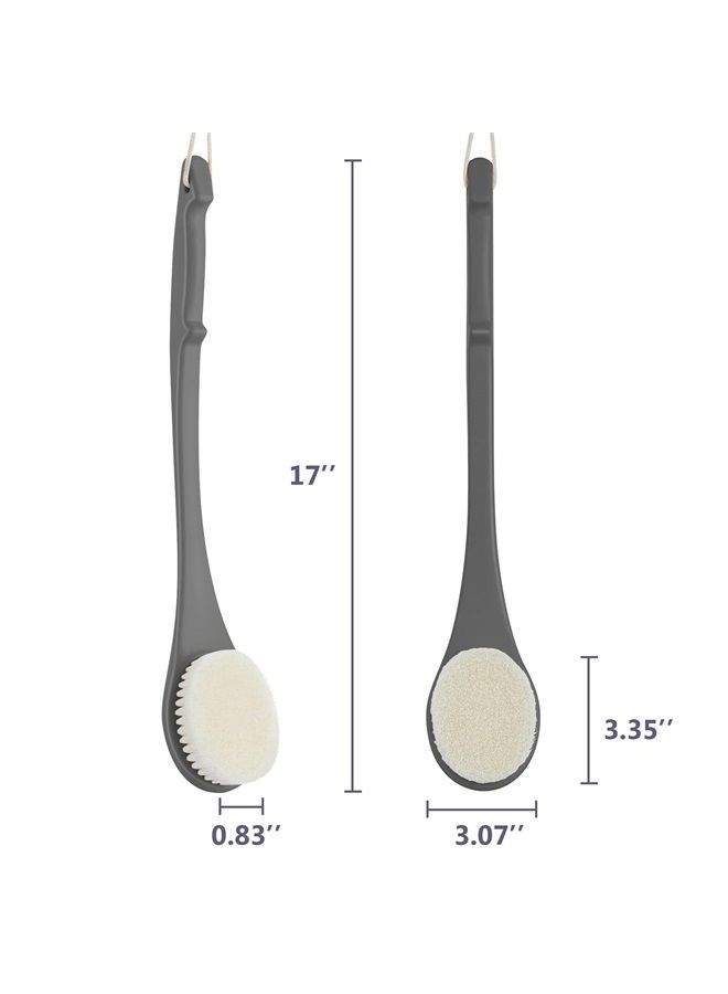 VANZAVANZU Exfoliating Shower Brush, Bath Body Brush, Never Mold Back Brush Long Handle for Shower, 17 Inches Dry Brushing Body Brush or Wet Brush with Moderate Bristles (17 '' Dark Grey) - Image 3