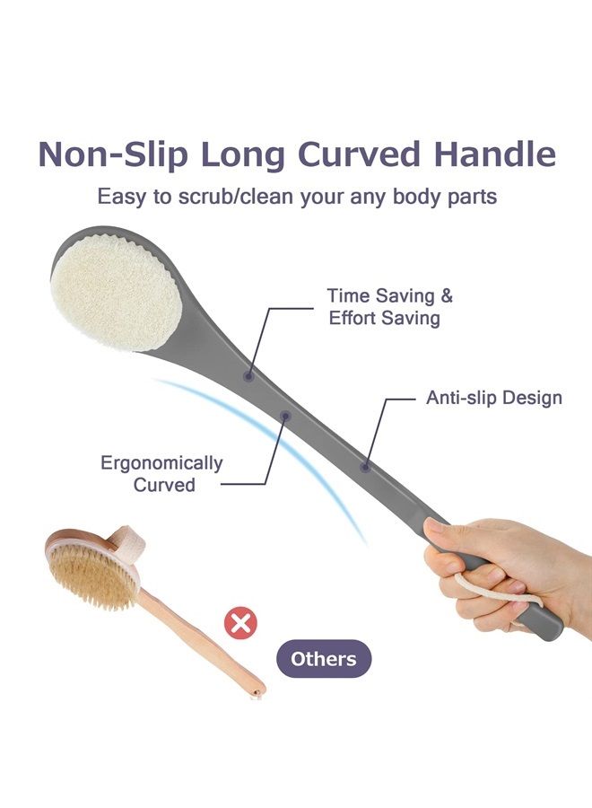 VANZAVANZU Exfoliating Shower Brush, Bath Body Brush, Never Mold Back Brush Long Handle for Shower, 17 Inches Dry Brushing Body Brush or Wet Brush with Moderate Bristles (17 '' Dark Grey) - Image 2