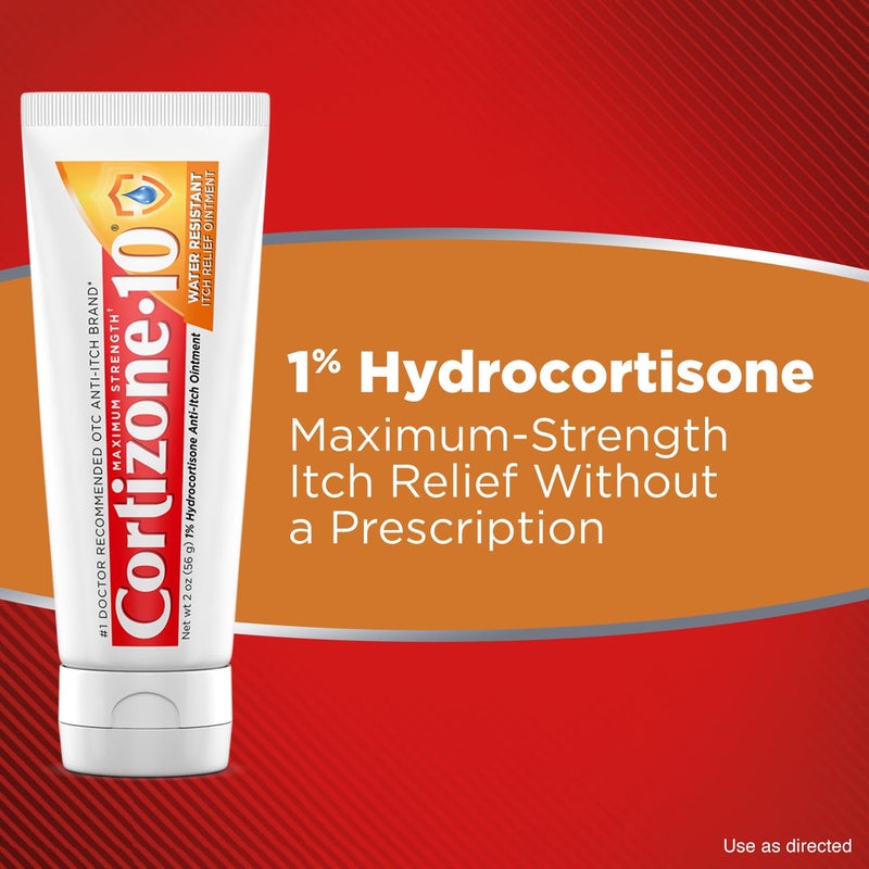 Cortizone 10 Cortizone-10 Maximum Strength Water Resistant Itch Relief Ointment, 1% Hydrocortisone, Fast-Acting, Anti-Itch Cream for Bug Bites, Rash, Eczema, Psoriasis, Poison Ivy, Oak, Sumac & More, 2 oz - Image 4