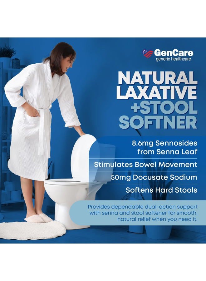 GenCare Senna-S Natural Vegetable Laxative Plus Stool Softener Dual Action (200 Tablets) Value Pack | Gentle Dependable Overnight Relief of Occasional Constipation Generic for Senokot-S - Image 3