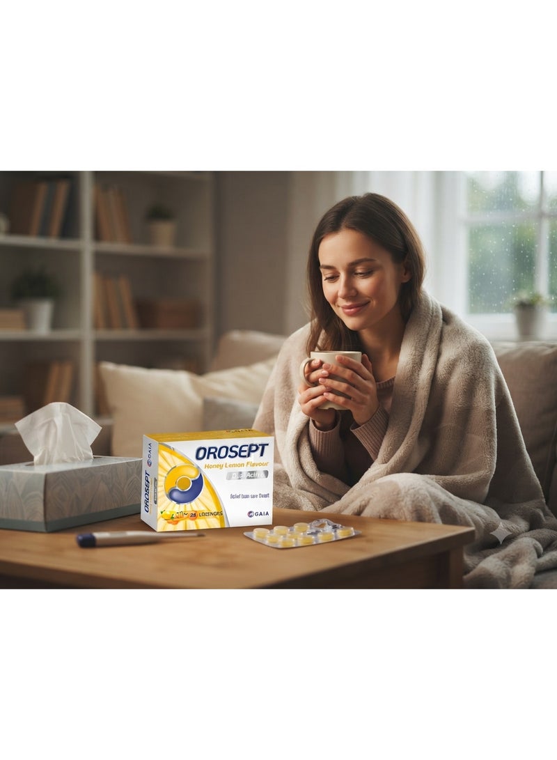 GAIA OROSEPT Medicated Throat Lozenges Honey Lemon 24 Lozenges | Dual Action Formula for Sore Throat Relief & Throat Comfort | Soothing Honey Lemon Flavour | Suitable for Adults & Children - Image 2