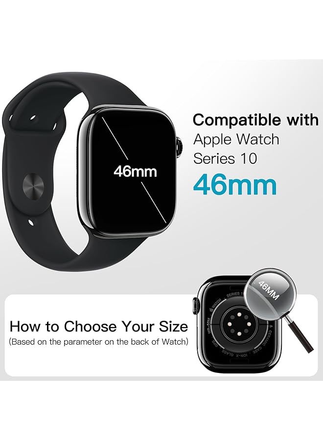 Jetech Waterproof Case With Screen Protector For Watch Series 10 46Mm Built In Tempered Glass Film Hard Pc Bumper Full Protective Cover 2 Pack Black - Image 2