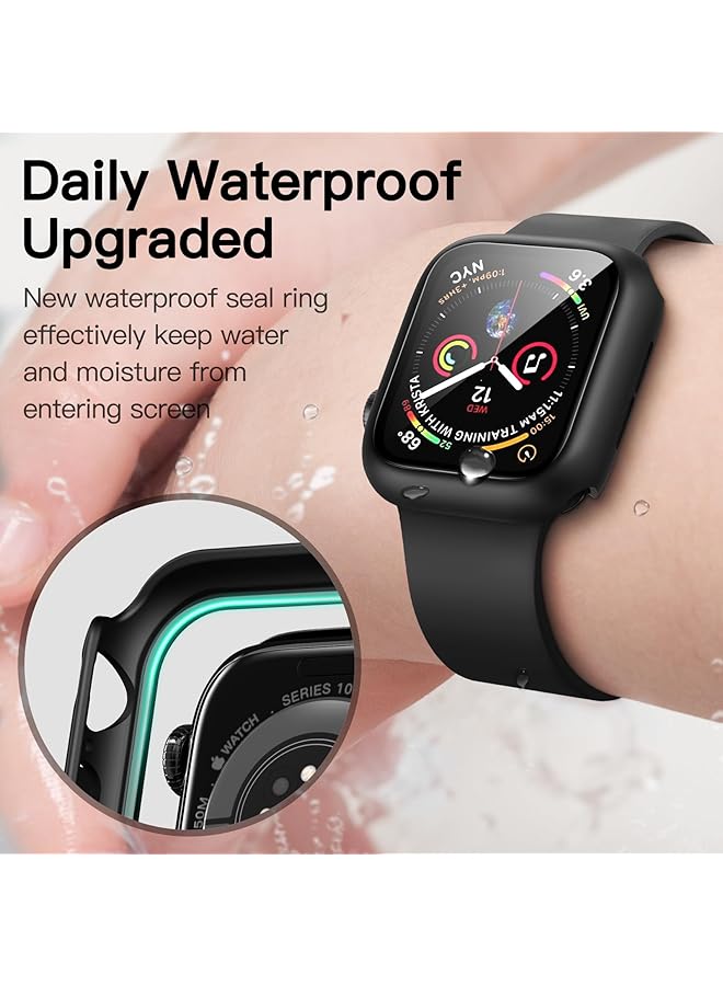 Jetech Waterproof Case With Screen Protector For Watch Series 10 46Mm Built In Tempered Glass Film Hard Pc Bumper Full Protective Cover 2 Pack Black - Image 3