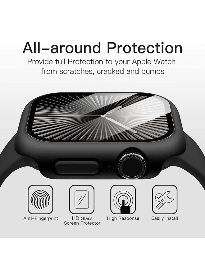 Jetech Waterproof Case With Screen Protector For Watch Series 10 46Mm Built In Tempered Glass Film Hard Pc Bumper Full Protective Cover 2 Pack Black - Image 5