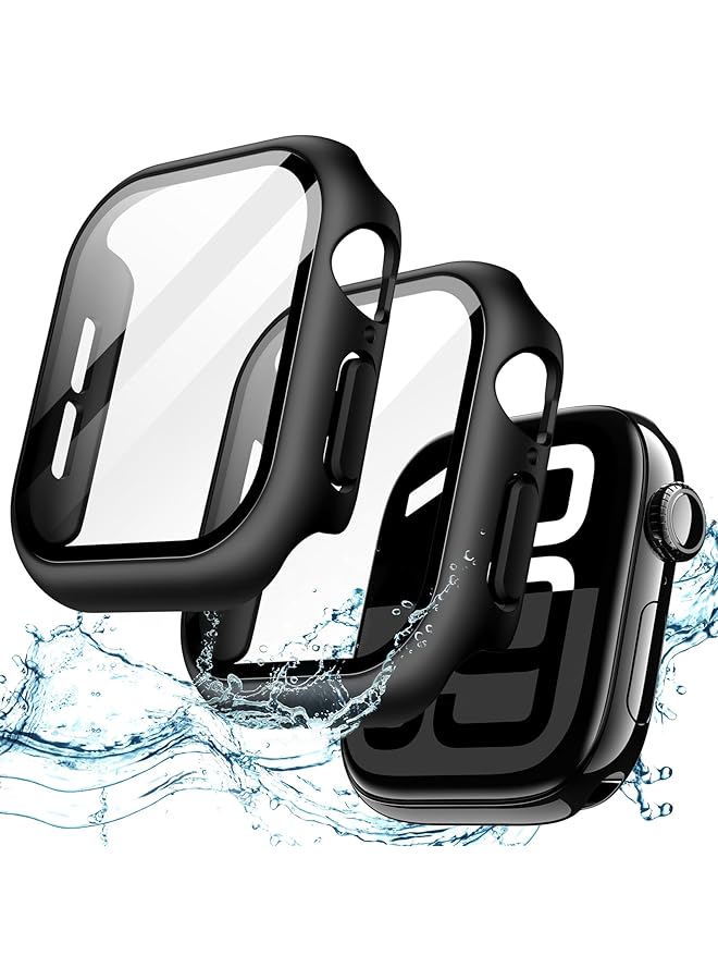 Jetech Waterproof Case With Screen Protector For Watch Series 10 46Mm Built In Tempered Glass Film Hard Pc Bumper Full Protective Cover 2 Pack Black - Image 1