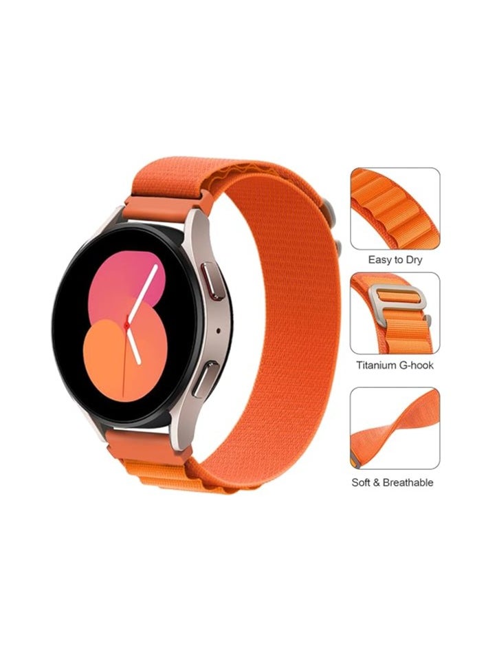 Generic Durable Band 22mm Compatible with Samsung Galaxy Watch 3 45mm / Gear S3 Frontier Classic 22mm / Galaxy 46mm, TenTech Knitted Fabric Alpine Loop Sport Band – Orange  - Image 2
