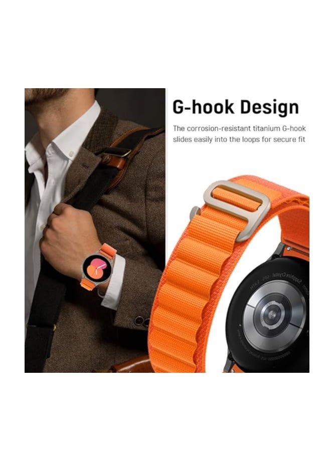 Generic Durable Band 22mm Compatible with Samsung Galaxy Watch 3 45mm / Gear S3 Frontier Classic 22mm / Galaxy 46mm, TenTech Knitted Fabric Alpine Loop Sport Band – Orange  - Image 4