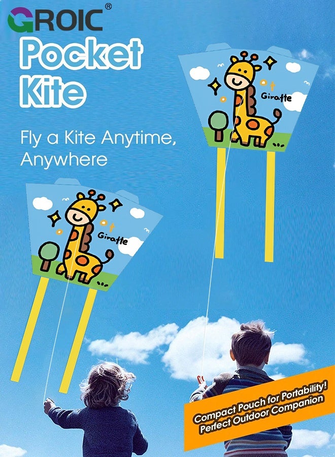 GROIC Easy to Fly Kites for Kids – Cartoon Giraffe Shape Pocket Flying Kites for Grass, Stable Structure Design, Mini Beach Kites for Beginners, Outdoor Games - Image 2