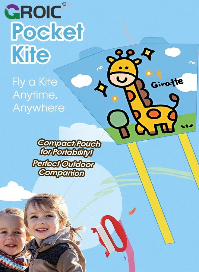 GROIC Easy to Fly Kites for Kids – Cartoon Giraffe Shape Pocket Flying Kites for Grass, Stable Structure Design, Mini Beach Kites for Beginners, Outdoor Games - Image 3
