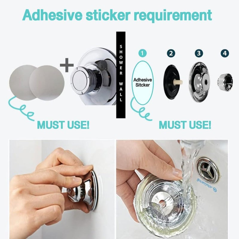 Bath Beyond Shower Head Holder - Flexible Shower Head Holder Adjustable Vacuum Suction Cup Shower Head Wall Mount Holder for Hand Held Shower Head (Adhesive Sticker Provided) (Chrome) - Image 4