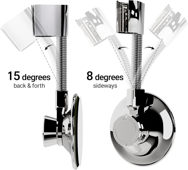 Bath Beyond Shower Head Holder - Flexible Shower Head Holder Adjustable Vacuum Suction Cup Shower Head Wall Mount Holder for Hand Held Shower Head (Adhesive Sticker Provided) (Chrome) - Image 5