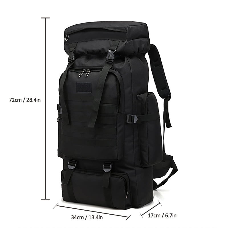 N.C Large Capacity Canvas Hiking Backpack 80L Mountain Climbing Camping Backpack Tactical Backpack for Men Color 3 - Image 4