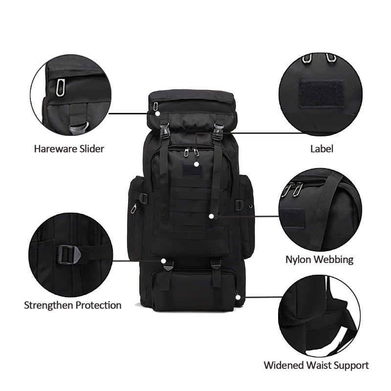 N.C Large Capacity Canvas Hiking Backpack 80L Mountain Climbing Camping Backpack Tactical Backpack for Men Color 3 - Image 3