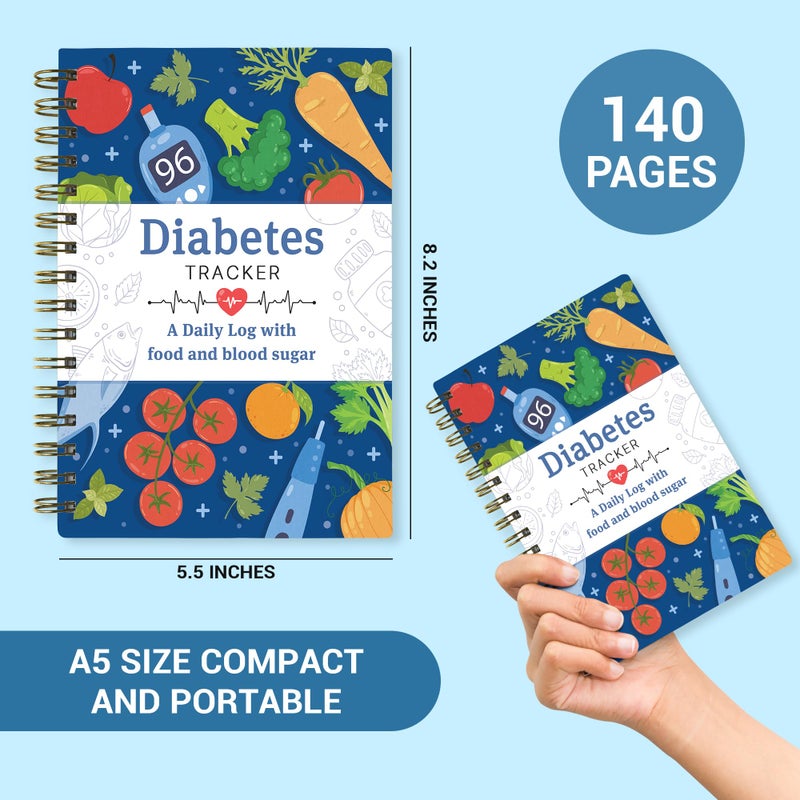 HAMIEW Diabetes Daily Log Book, Diabetes Food List Meal Planner, Diabetic Record Monitor for Types 1 & 2, Food & Blood Sugar, Glycemic Index (GI), Track Glucose, Carbs Calories, Insulin | A5 Spiral Bound - Image 4