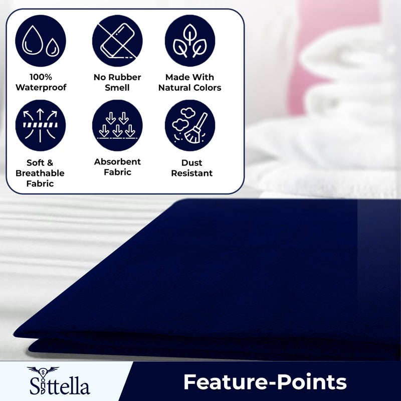 SITTELLA 1 Piece Absorbent Waterproof Mattress Protector Sheet for Babies Quick Dry Washable 100 x 70 Cm Medium NavyBlue - Image 4